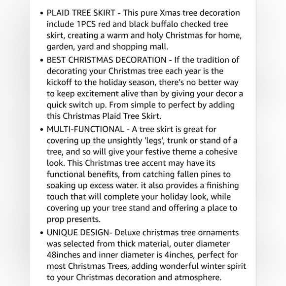 48 inch buffalo plaid tree skirt - Picture 4 of 4